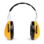 Yellow black hear protectors isolated on white background